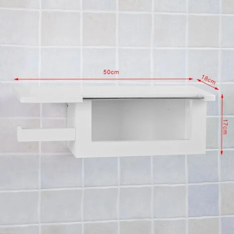 Dérouleur Papier Toilette - Distributeur WC Porte Papier Mural Avec Support Pour Déposer Smartphone Et Porte-revues- Blanc FRG175-W SoBuy® 5 Dérouleur Papier Toilette - Distributeur WC Porte Papier Mural Avec Support Pour Déposer Smartphone Et Porte-revues- Blanc FRG175-W SoBuy® – Image 3