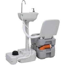 Toilette De Camping | Toilette Portable WC Chimique Et Support à Laver Les Mains Gris 63054 -Geberit || Grohe || ALLIBERT Soldes 80862577 4