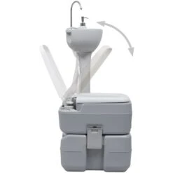 Toilette De Camping | Toilette Portable WC Chimique Et Support à Laver Les Mains Gris 63054 -Geberit || Grohe || ALLIBERT Soldes 80862577 5