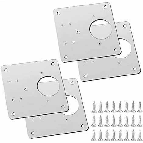 4 Pièces Plaque De Réparation De Charnière D'armoire Avec Trou, Supports De Réparation Plaques Installation Facile Avec 24 Vis, Kit De Réparation De Charnière Pour Bois, Meubles, Étagères 3 4 Pièces Plaque De Réparation De Charnière D'armoire Avec Trou, Supports De Réparation Plaques Installation Facile Avec 24 Vis, Kit De Réparation De Charnière Pour Bois, Meubles, Étagères