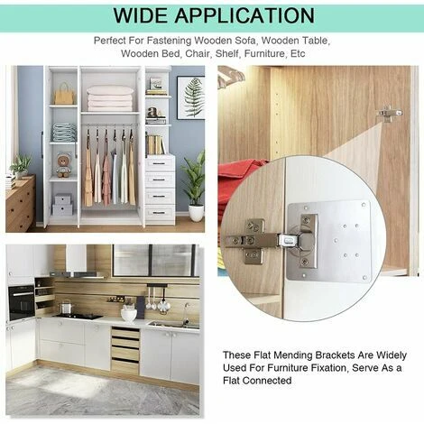 4 Pièces Plaque De Réparation De Charnière D'armoire Avec Trou, Supports De Réparation Plaques Installation Facile Avec 24 Vis, Kit De Réparation De Charnière Pour Bois, Meubles, Étagères 5 4 Pièces Plaque De Réparation De Charnière D'armoire Avec Trou, Supports De Réparation Plaques Installation Facile Avec 24 Vis, Kit De Réparation De Charnière Pour Bois, Meubles, Étagères – Image 3