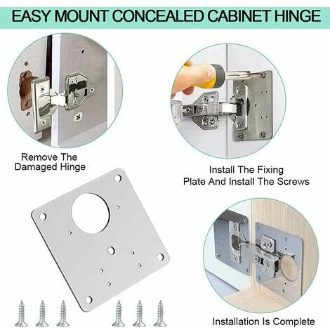4 Pièces Plaque De Réparation De Charnière D'armoire Avec Trou, Supports De Réparation Plaques Installation Facile Avec 24 Vis, Kit De Réparation De Charnière Pour Bois, Meubles, Étagères 7 4 Pièces Plaque De Réparation De Charnière D'armoire Avec Trou, Supports De Réparation Plaques Installation Facile Avec 24 Vis, Kit De Réparation De Charnière Pour Bois, Meubles, Étagères – Image 5