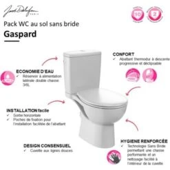 WC à Poser Sans Bride JACOB DELAFON Gaspard + Abattant Economie D Eau -Geberit || Grohe || ALLIBERT Soldes 82741029 4