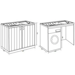 Bac à Laver Avec Meuble Cache Lave Linge En PVC Blanc 109x60 Cm Mod. Silvestro -Geberit || Grohe || ALLIBERT Soldes 83907872 3