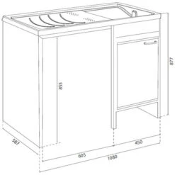 Meuble Cache Lave Linge Avec Bac à Laver Réversible En PVC Blanc 110x64,5 Cm Mod. Irene -Geberit || Grohe || ALLIBERT Soldes 83907899 4