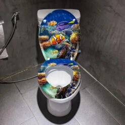 AUFUN Universe Abattant WC Universel Avec Système D'abaissement Automatique, Qualité Supérieure Et Fixation Rapide, Poissons Décoratifs -Geberit || Grohe || ALLIBERT Soldes 85430780 3