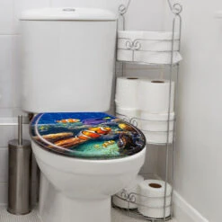 AUFUN Universe Abattant WC Universel Avec Système D'abaissement Automatique, Qualité Supérieure Et Fixation Rapide, Poissons Décoratifs -Geberit || Grohe || ALLIBERT Soldes 85430780 4