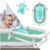 AUFUN Baignoire Bébé Pliable Baignoire Bébé Ergonomique Avec Pieds Antidérapants Pour Bébés, Baignoire Pliable (Vert, Avec Oreiller ) -Geberit || Grohe || ALLIBERT Soldes 85430802 1