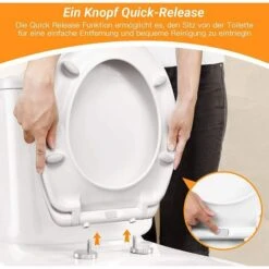 TACKLIFE Siège De Toilette En Forme De O TBTS05B Couvercle De Toilette Silencieux à Fermeture Douce Facile à Installer Et à Nettoyer -Geberit || Grohe || ALLIBERT Soldes 89470384 3