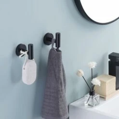 Crochet Mural Porte Serviette Salle De Bain Crochets Patère Noir Mat Acier Inoxydable SUS304 Porte Manteau Support Porte-Serviettes Rangement 2 Pièces, A2164DG-BK-P2 -Geberit || Grohe || ALLIBERT Soldes 89774551 3