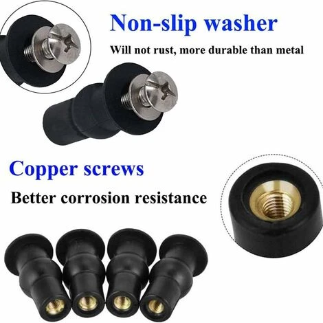 Abattant WC Fixations Charnières, 2 Pièces Store Charnières Trou De Fixation Extensible Caoutchouc Vis Convient à Toutes Les Toilettes (noir) 4 Abattant WC Fixations Charnières, 2 Pièces Store Charnières Trou De Fixation Extensible Caoutchouc Vis Convient à Toutes Les Toilettes (noir) – Image 2