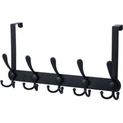 Patère De Salle De Bain Au-dessus Des Crochets De Porte, Porte-manteau Pour Suspendre Les Vêtements Chapeau Serviette (Heavy Duty Black 1pcs)