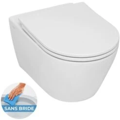 Serel Cuvette Suspendue Sans Bride, Fixations Invisibles, Abattant Slim Softclose, Blanc (SP26)