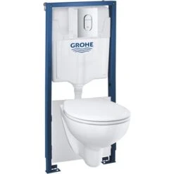 GROHE Pack Solido 5 En 1 : Rapid SL, Plaque De Commande, Wc Rimless Bau Ceramic, équerres Et Set D'isolation 39418000