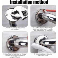 Barre D'Appui De Salle De Bain Antidérapant De 50cm En Acier Inoxydable Poignée De Sécurité Blanche Pour Baignoire -Geberit || Grohe || ALLIBERT Soldes 91605701 3