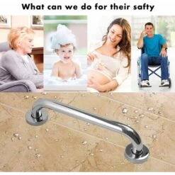Barre D'Appui En Inox Murale Robuste Poignée De Baignoire Salle Bain WC Sécurité Grab Bar Pour Handicapés Personnes Agées Enfants(30cm -Geberit || Grohe || ALLIBERT Soldes 91799985 4