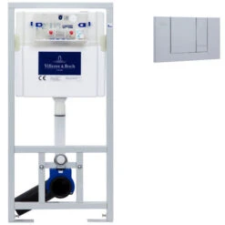 Villeroy & Boch Viconnect Pro Pack Bâti Support Pour WC Suspendu + Plaque De Déclenchement Double Touche Chrome Mat (92214469)