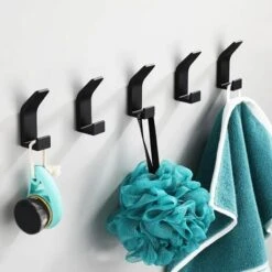 Patère De Salle De Bain 5 Pièces Noir Double Serviette Crochet Salle De Bain Patère Manteau Chapeau Crochet Chambre Salon Cuisine Accessoires -Geberit || Grohe || ALLIBERT Soldes 92976335 4