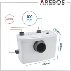 AREBOS Broyeur Sanitaire Pour WC, Lavabo, Douche Pompe Eaux Usées 600W -Geberit || Grohe || ALLIBERT Soldes 9332126 5
