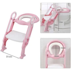Toilette Enfant Réducteur WC,Adaptateur De WC Portable Avec Marche,Coussinet Antidérapant Avec Poignées,Tabouret Pliable, Blanc Rose 9 Toilette Enfant Réducteur WC,Adaptateur De WC Portable Avec Marche,Coussinet Antidérapant Avec Poignées,Tabouret Pliable, Blanc Rose -Geberit || Grohe || ALLIBERT Soldes 93886637 3