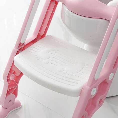 Toilette Enfant Réducteur WC,Adaptateur De WC Portable Avec Marche,Coussinet Antidérapant Avec Poignées,Tabouret Pliable, Blanc Rose 7 Toilette Enfant Réducteur WC,Adaptateur De WC Portable Avec Marche,Coussinet Antidérapant Avec Poignées,Tabouret Pliable, Blanc Rose – Image 5