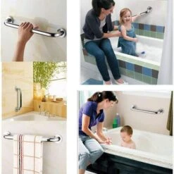 2 Pcs Acier Inoxydable Barre D'appui De Bain,Barre D'Appui En Inox Murale Robuste Poignée,Barre D'Appui INOX Poignée, Sécurité Grab Bar Pour Baignoire Douche Toilette 30cm -Geberit || Grohe || ALLIBERT Soldes 94070607 5