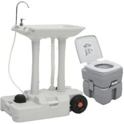 WC Chimique Portable Ensemble De Toilette Et Support De Lavage Des Mains De Camping 82942