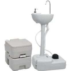 WC Chimique Portable Ensemble De Toilette Et Support De Lavage Des Mains De Camping 70054