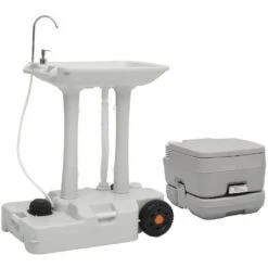 WC Chimique Portable Ensemble De Toilette Et Support De Lavage Des Mains De Camping 65371