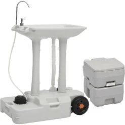 WC Chimique Portable Ensemble De Toilette Et Support De Lavage Des Mains De Camping 88246