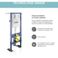 GEBERIT - Pack Bâti-support Duofix Pour WC Suspendu Essentiel Rimfree 112 Cm - Autoportant - Réservoir Encastré (3/6 L) - Plaque De Déclenchement Blanche -Geberit || Grohe || ALLIBERT Soldes 94174789 3