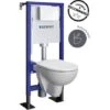 GEBERIT - Pack Bâti-support Duofix Pour WC Suspendu Gain De Place Rimfree 112 Cm - Autoportant - Idéal Pour Petits Espaces - Réservoir Encastré (3/6 L) - Plaque De Déclenchement Blanche -Geberit || Grohe || ALLIBERT Soldes 94174791 1