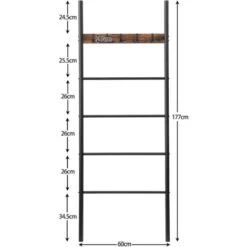 Étagère Échelle, Porte-Serviettes, 5 Amovibles Crochets, 60 X 177 Cm, Petits Espaces, Stable, Praktisch, Pour Couvertures, Vêtement, Journaux, HOOBRO EBF60CJ01 -Geberit || Grohe || ALLIBERT Soldes 94792034 4