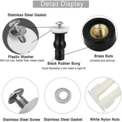 Pcs Abattant WC Fixations Charnières, Vis D'expansion Pour Couvercle De Toilette Fixation Abattant WC Vis Pour Lunette Toilette Ensemble, Pièces De Rechange Pour Couvercle De Toilette -Geberit || Grohe || ALLIBERT Soldes 94926600 3