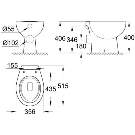 Grohe Bau Ceramic WC à Poser, Blanc Alpin (39430000) 4 Grohe Bau Ceramic WC à Poser, Blanc Alpin (39430000) – Image 2