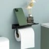 Porte-Papier Toilette Support Mural En Aluminium (Perforé/Non Perforé) Porte-Rouleau Avec étagères Spacieuses,Support Mural Pour Papier Toilette Pour Toilettes Et Cuisines（noir） -Geberit || Grohe || ALLIBERT Soldes 95791177 1