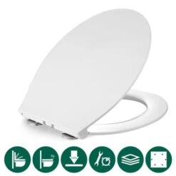 Abattant WC Frein De Chute Lunette De Toilette En Forme O Couvercle De Toilette Dégagement Rapide à Un Bouton Siège Toilette Charnière Réglable