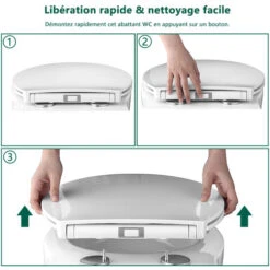 Abattant WC Frein De Chute Lunette De Toilette En Forme O Couvercle De Toilette Dégagement Rapide à Un Bouton Siège Toilette Charnière Réglable -Geberit || Grohe || ALLIBERT Soldes 95847562 3