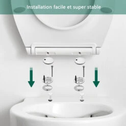 Abattant WC Frein De Chute Lunette De Toilette En Forme O Couvercle De Toilette Dégagement Rapide à Un Bouton Siège Toilette Charnière Réglable -Geberit || Grohe || ALLIBERT Soldes 95847562 4