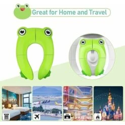 Bébé Réducteur De Toilette, Réducteur WC Voyage, Pliable Enfant Siège De Toilette, Enfant WC Réducteur, Voyage Siège Pliable De Toilette Avec 1 Sac De Transport, Grenouille Verte -Geberit || Grohe || ALLIBERT Soldes 95917695 5