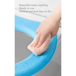 Abattant Adulte Pour WC　2 Pcs étanche En Mousse EVA Coussin De Siège De Toilette Lavable En Paste-Type Lunette WC Tapis De Tampon, Forme O Bleu -Geberit || Grohe || ALLIBERT Soldes 96337930 3