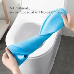 Abattant Adulte Pour WC　2 Pcs étanche En Mousse EVA Coussin De Siège De Toilette Lavable En Paste-Type Lunette WC Tapis De Tampon, Forme O Bleu -Geberit || Grohe || ALLIBERT Soldes 96337930 4