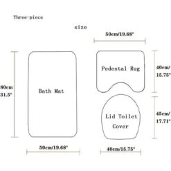 Tapis Contour WC　Lot De 3 Tapis De Salle De Bain Doux En Microfibre - Antidérapants - Avec Revers Clouté En Flanelle PVC - Tapis De Bain + Tapis Contour WC + Housse Pour Abattant - Rose -Geberit || Grohe || ALLIBERT Soldes 96340254 5