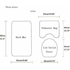 Tapis Contour WC　Lot De 3 Tapis De Salle De Bain Doux En Microfibre - Antidérapants - Avec Revers Clouté En Flanelle PVC - Tapis De Bain + Tapis Contour WC + Housse Pour Abattant - Gris -Geberit || Grohe || ALLIBERT Soldes 96341509 5