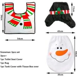 Ensemble De 3 Tapis De Bain De Couverture De Toilette De Salle De Bain De Noël Décorations De Noël -Geberit || Grohe || ALLIBERT Soldes 97551258 3