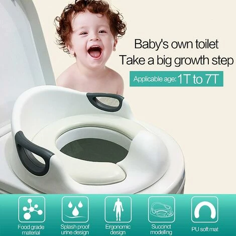 Siège D'apprentissage De La Propreté, Siège De Toilette Pour Tout-petits Pour Enfants Avec Coussin En PU Doux, Antidérapant Et Protection Contre Les éclaboussures + Poignées Sres, Entraneur De Toilett 4 Siège D'apprentissage De La Propreté, Siège De Toilette Pour Tout-petits Pour Enfants Avec Coussin En PU Doux, Antidérapant Et Protection Contre Les éclaboussures + Poignées Sres, Entraneur De Toilett – Image 2