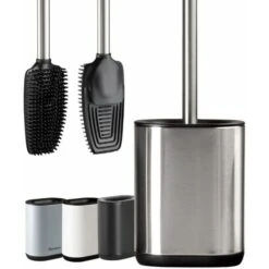 Brosse WC En Acier Inoxydable Avec Support, Brosse Toilette Silicone Flexible, Moderne Et Élégante, Hygiène Améliorée, Anti-Traces De Doigts (Acier Inoxydable)