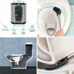 Brosse WC En Acier Inoxydable Avec Support, Brosse Toilette Silicone Flexible, Moderne Et Élégante, Hygiène Améliorée, Anti-Traces De Doigts (Acier Inoxydable) -Geberit || Grohe || ALLIBERT Soldes 98430010 5