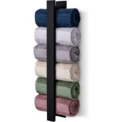 Porte-Serviettes De Salle De Bain Sans Perçage,40 Cm - Acier INOX - Fixation Ferme - Montage Rapide (Noir),Dolaso