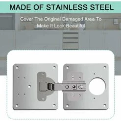 4 Pièces Plaque De Réparation De Charnière D'armoire Avec Trou, Supports De Réparation Plaques Installation Facile Avec 24 Vis, Kit De Réparation De Charnière Pour Bois, Meubles, Étagères -Geberit || Grohe || ALLIBERT Soldes 98814597 5